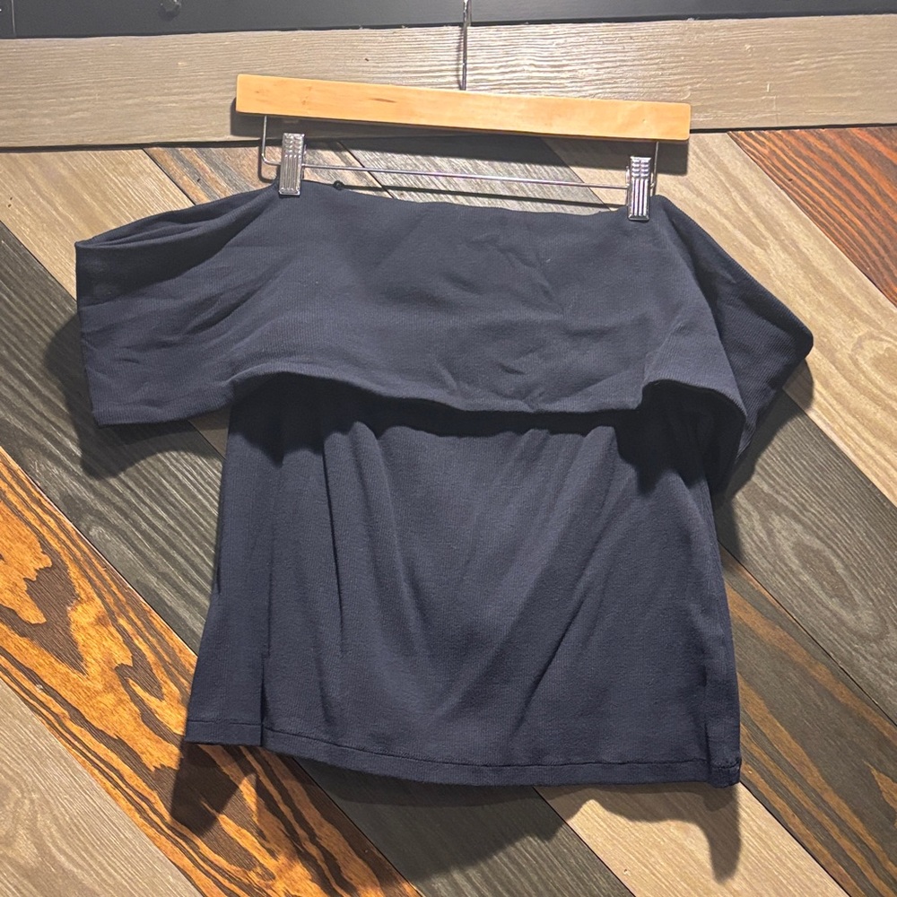 Banana Republic Navy Off-Shoulder Crop Top